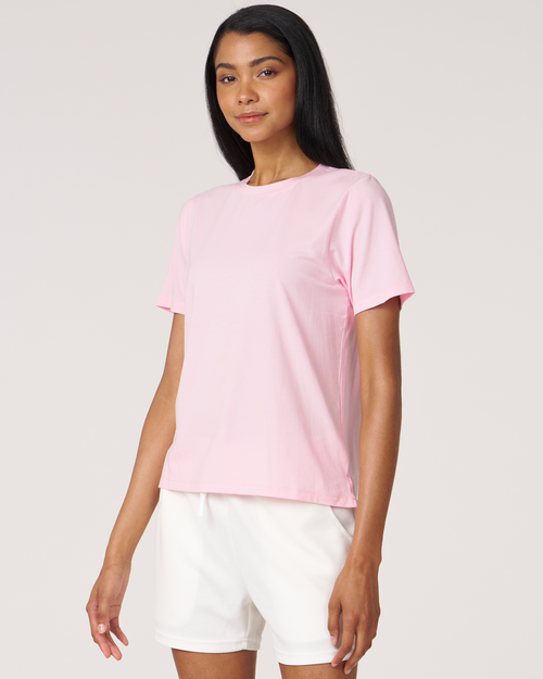 Rebody Active Rebody Essentials Short Sleeve Top In Pink