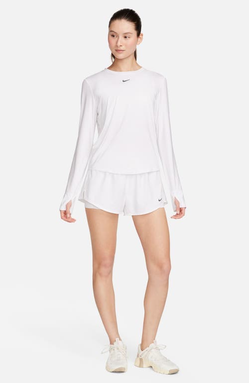 Nike Women's One Classic Dri-fit Long-sleeve Top In White/black
