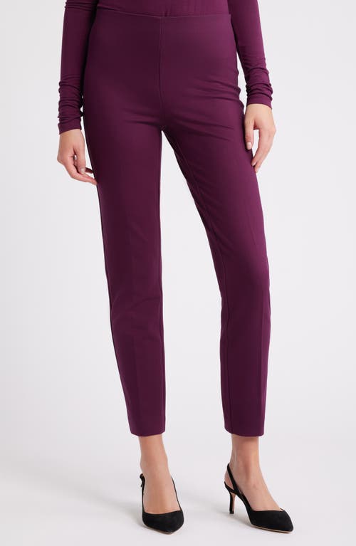 Anne Klein Hollywood Waist Slim Fit Pants in Deep Plum 