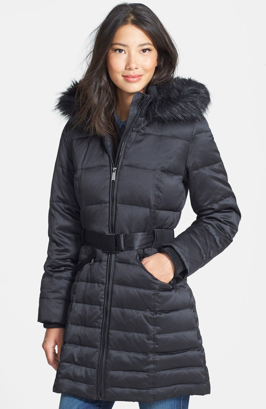 dkny walker faux fur hooded down parka