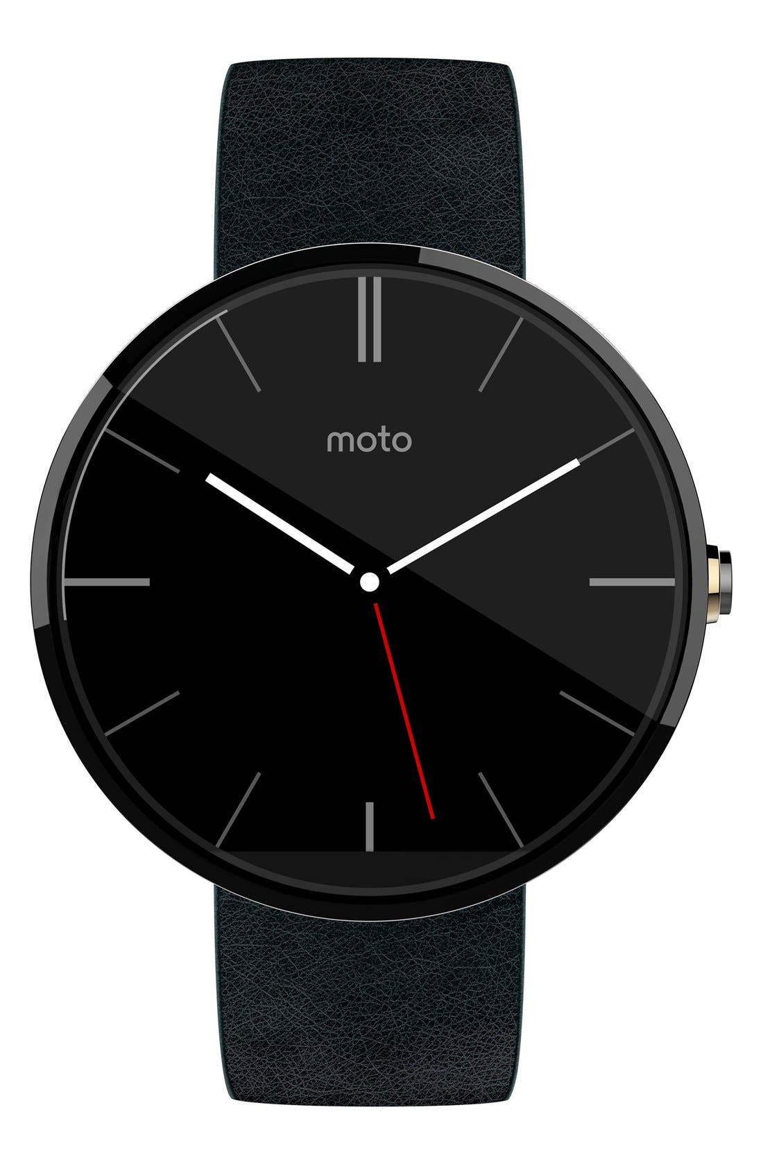 Motorola 'Moto 360' Leather Strap Smart Watch, 46mm Nordstrom