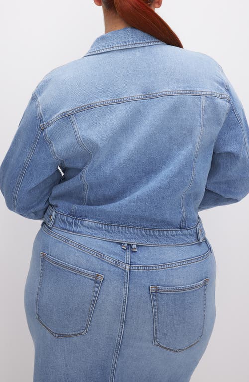 Shop Good American Committed To Fit Denim Jacket In Indigo597