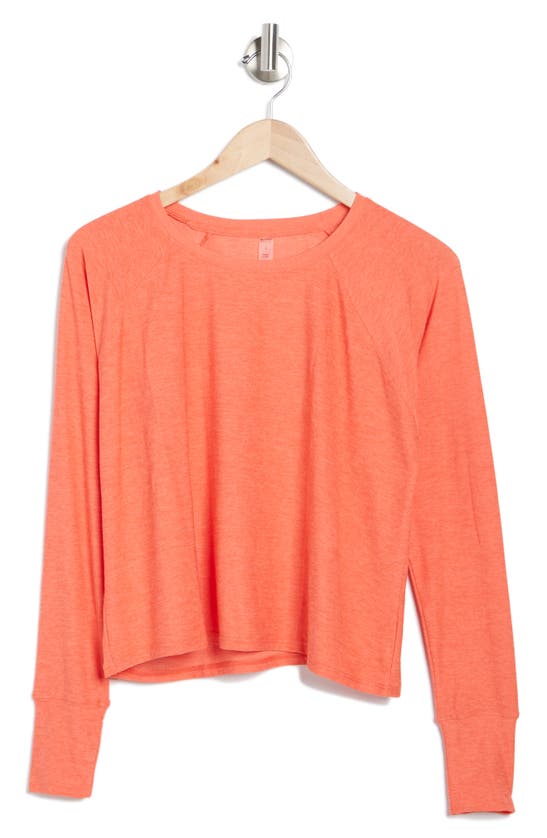 Beyond Yoga Featherweight Long Sleeve T-shirt In Fresh Coral Heather
