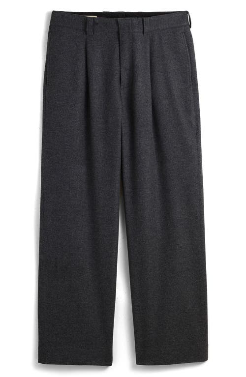 Madewell Pleated Wool Blend Trousers Black Coal at Nordstrom,