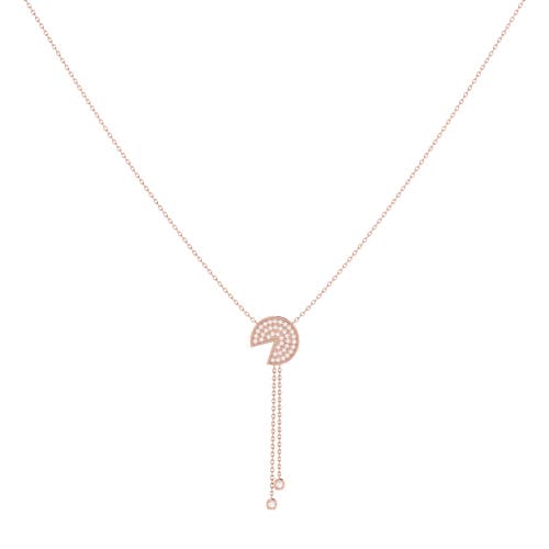 Luvmyjewelry Pac Man Candy Sterling Silver Diamond Lariat Necklace In 14kt Rose Gold Vermeil