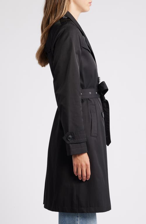 Via Spiga Water Resistant Cotton Blend Trench Coat In Black
