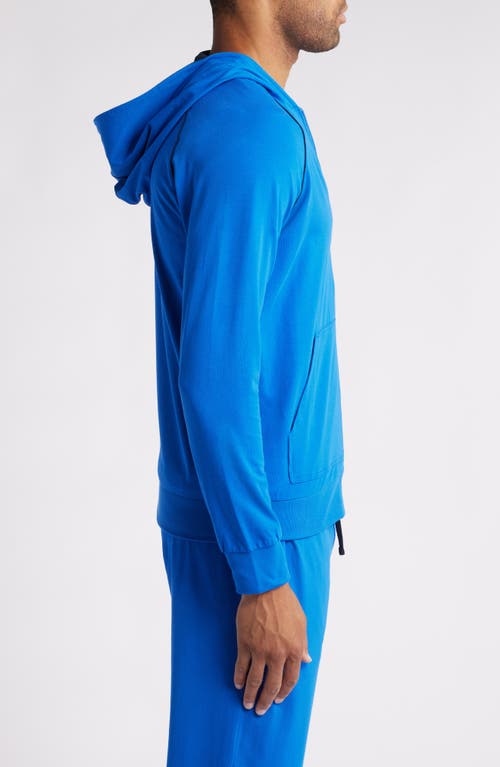 Shop Hugo Boss Boss Mix Match Zip Hoodie In Bright Blue