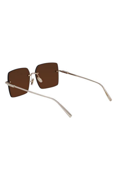 Ferragamo Prisma 60mm Rectangular Sunglasses In Gold/ Brown