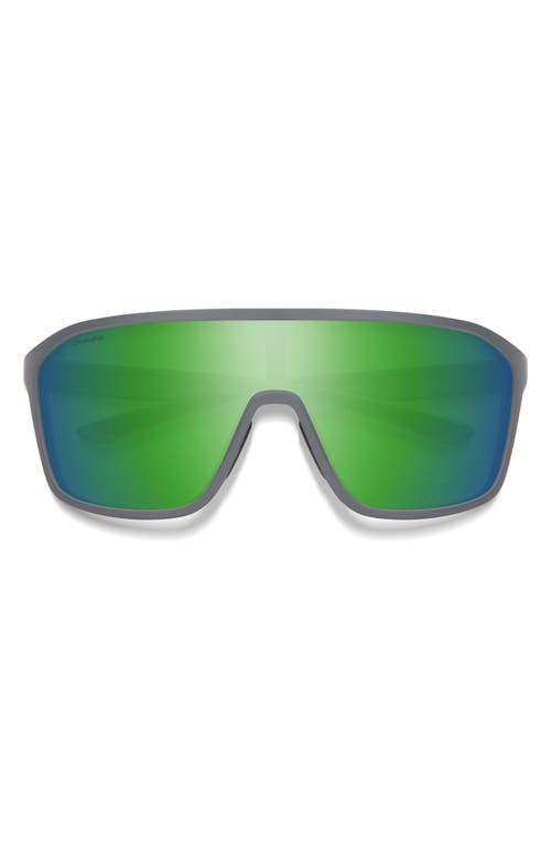 Boomtown 135mm ChromaPop Polarized Shield Sunglasses in Matte Cement /Green Mirror