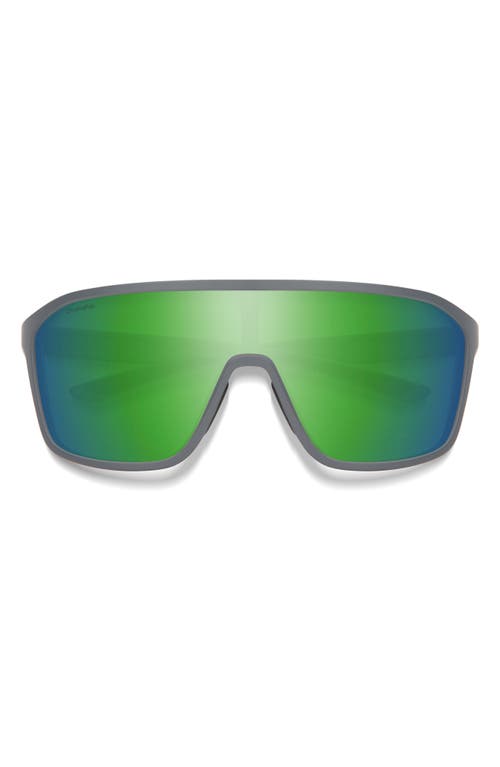 Smith Boomtown 135mm Chromapop™ Polarized Shield Sunglasses In Matte Cement/green Mirror