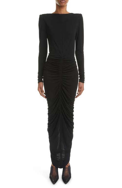 Givenchy Ruched Long Sleeve Crepe Gown in Black