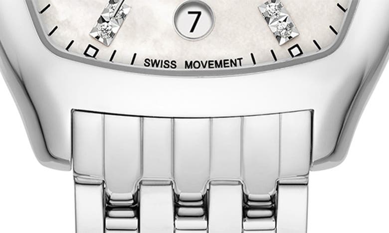 Shop Michele Cushion Diamond Bracelet Watch, 40mm In Silver