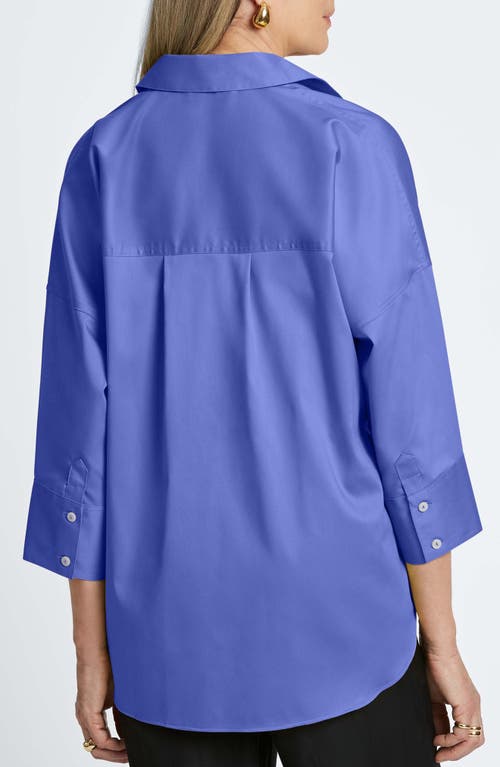 Shop Foxcroft Avery Stretch Button-up Shirt In Lapis