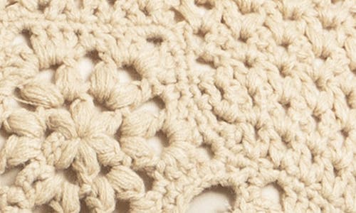 Saachi Chunky Crochet Cardigan Sweater In Beige