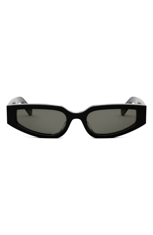 Celine Triomphe 54mm Geometric Sunglasses In Shiny Black/smoke