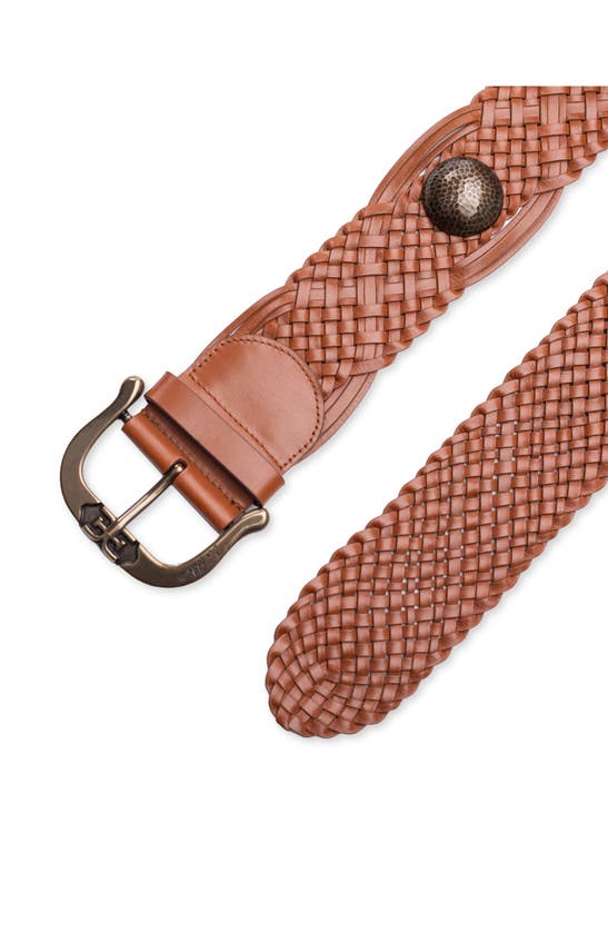 Shop Sam Edelman Wide Woven Leather Western Belt In Tan
