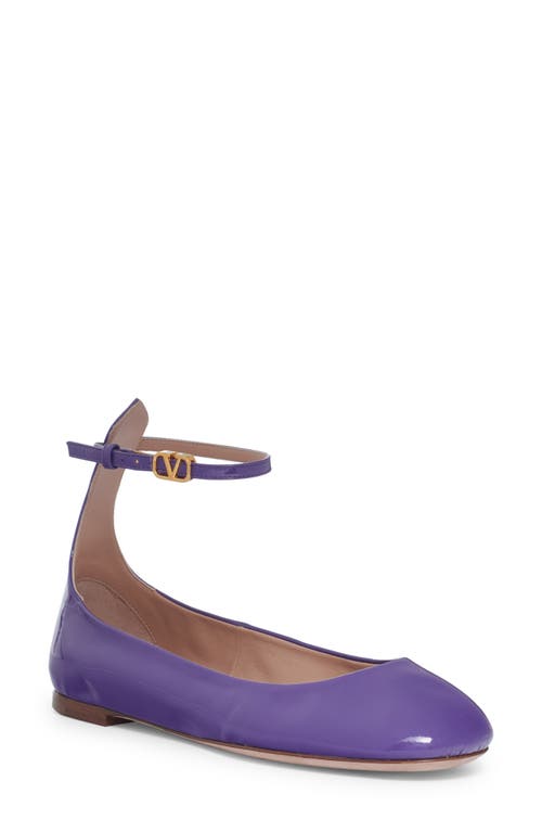 Valentino Garavani Tan-Go Patent Ballerina Flat in Electric Violet at Nordstrom, Size 11Us