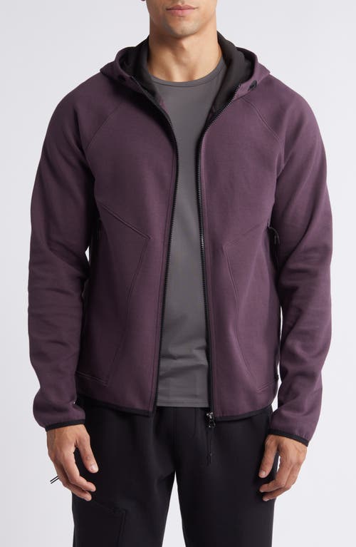 Shop Zella Powertek Full Zip Hoodie In Purple Plum