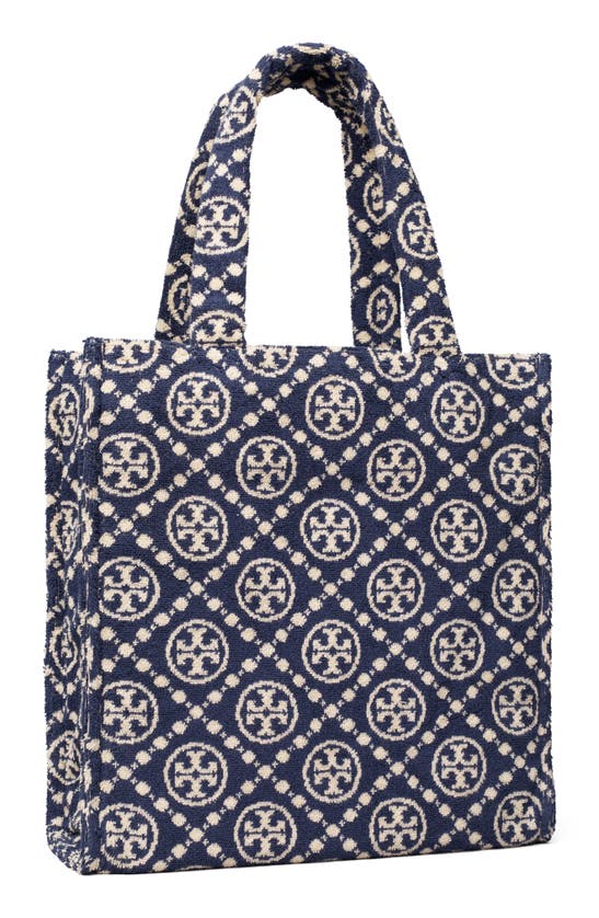 Tory Burch T Monogram Terry Cloth Tote In Tory Navy | ModeSens