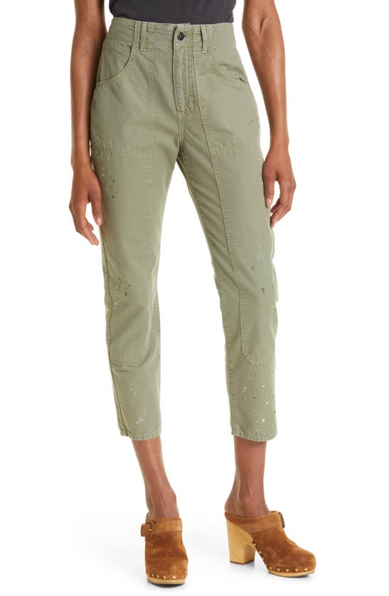 Veronica Beard Arya Splattered Twill Straight-leg Carpenter Jeans In Clover