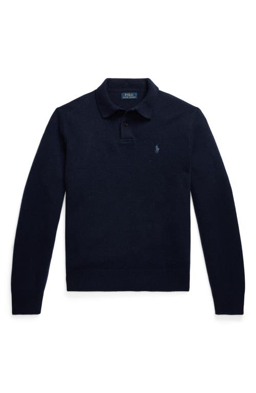 Shop Polo Ralph Lauren Wool & Cashmere Polo Sweater In Hunter Navy