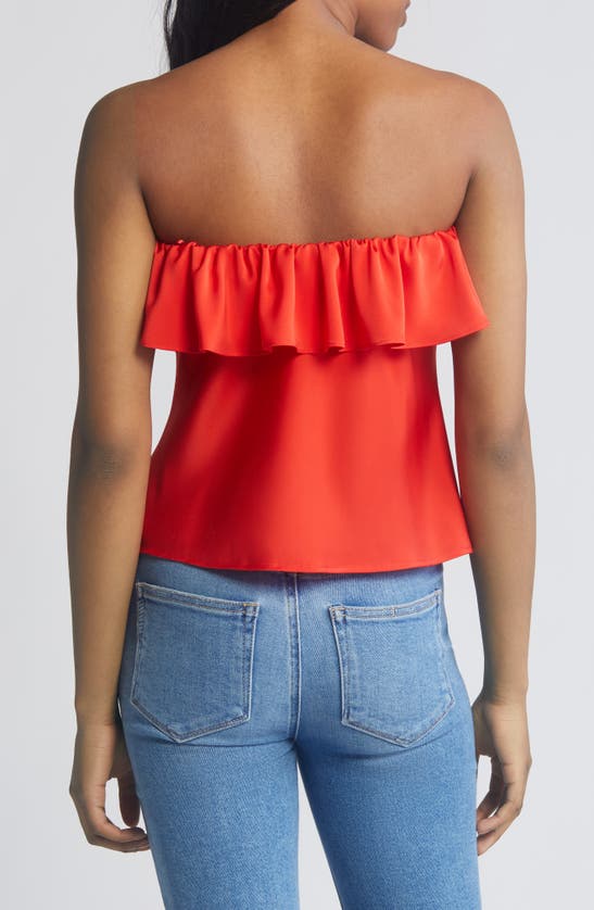 Shop Wayf All Yours Ruffle Strapless Top In Red