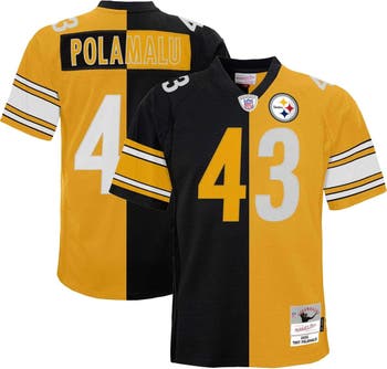 Mitchell & Ness Youth Mitchell & Ness Troy Polamalu Black/Gold Pittsburgh  Steelers Split Legacy Jersey