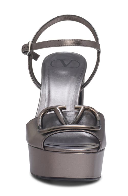 Valentino Vlogo Signature Leather Platform Sandals In 113 Antracite