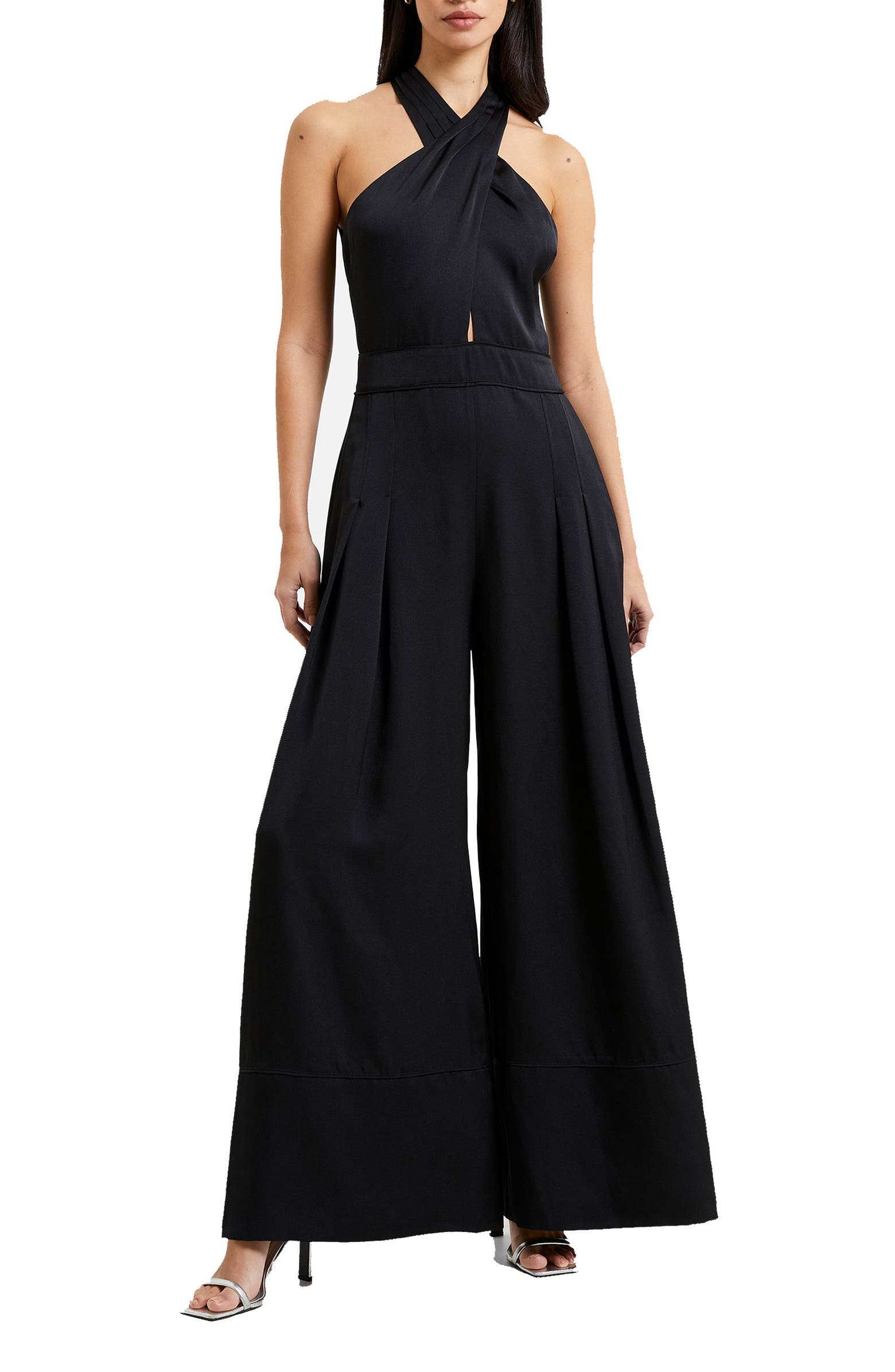 French Connection Harlow Crossover Satin Recycled Polyester Jumpsuit ...