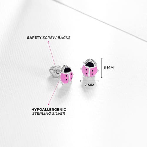 In Season Jewelry Adorable Enamel Ladybug Earrings In Pink
