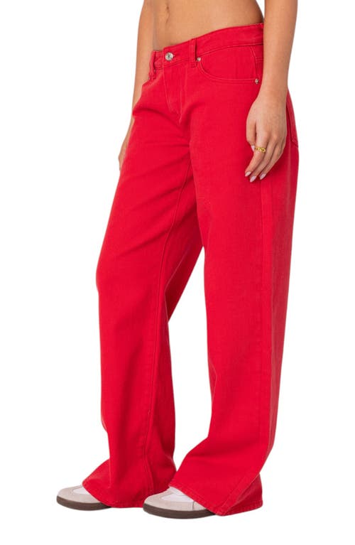 Shop Edikted Roman Flare Jeans In Red