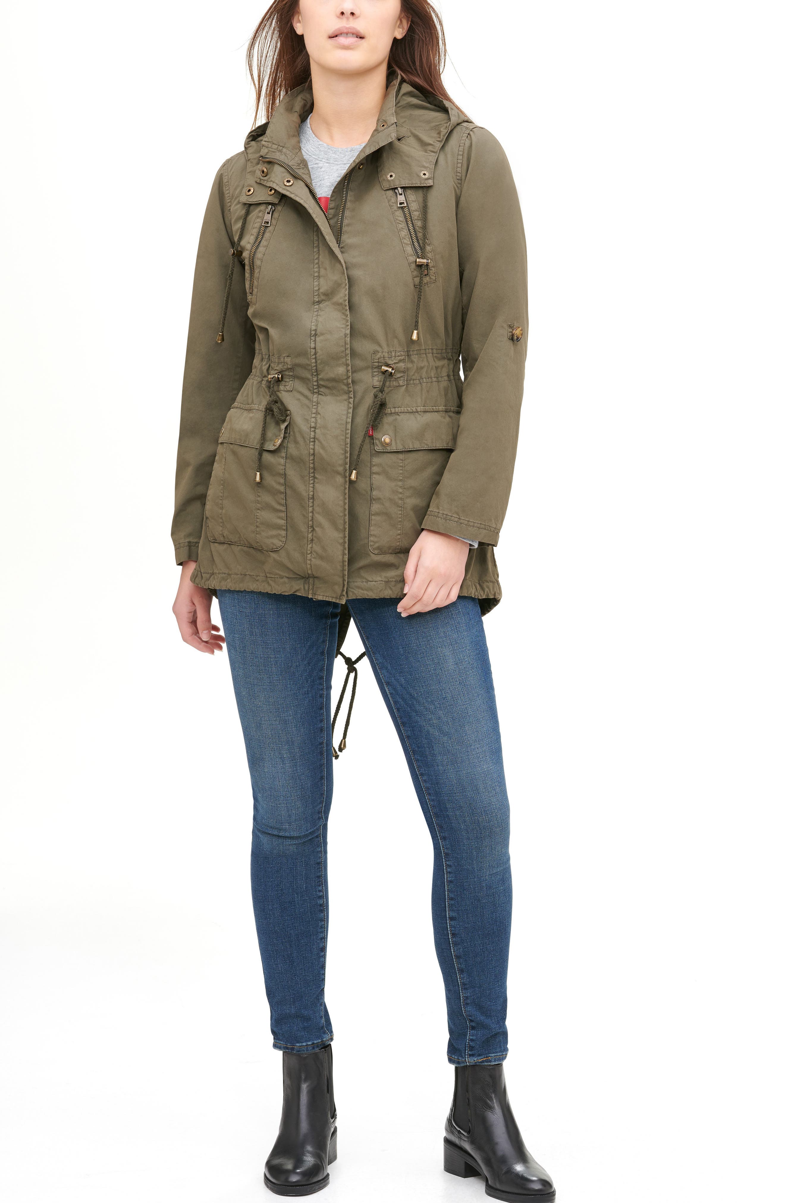 parachute hooded cotton utility jacket