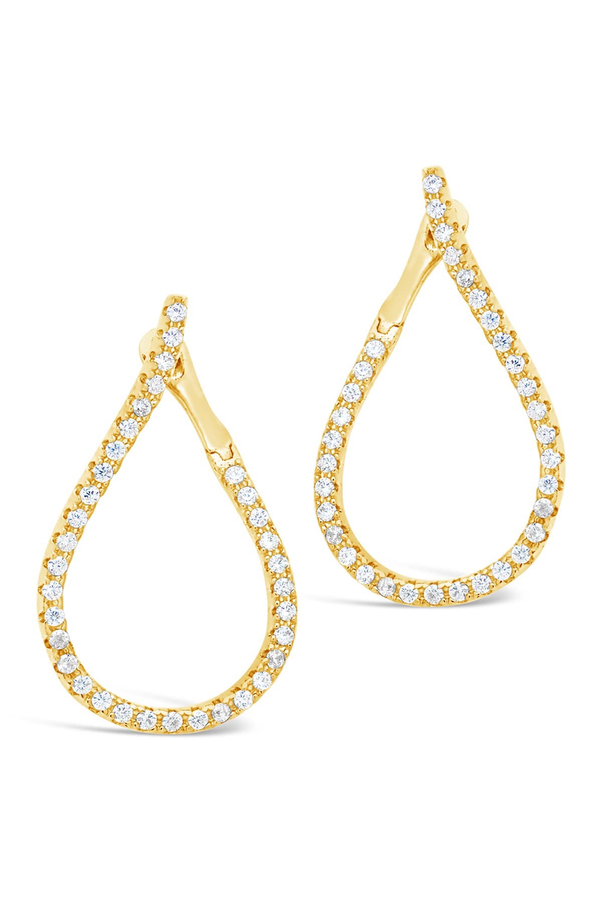 Sterling Forever 14k Gold Plated Brass Cz Studded Drop Earrings