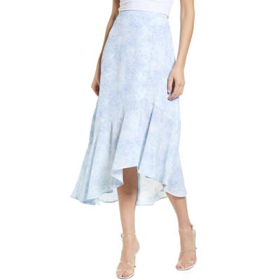Chelsea28 Ruffle Hem Midi Skirt, Blue