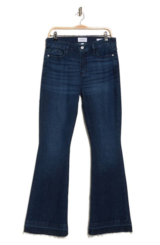 Shop Frame Le High Waist Flare Jeans In Stormy Indigo