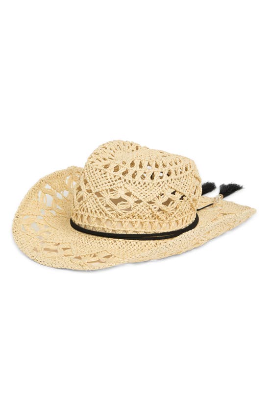 Vince Camuto Open Weave Cowgirl Hat In Natural