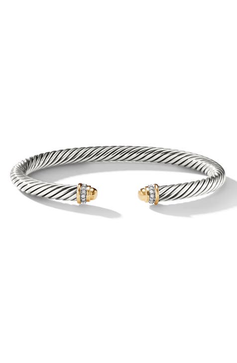 Cable Classics Bracelet with 18K Gold Domes & Diamonds, 5mm