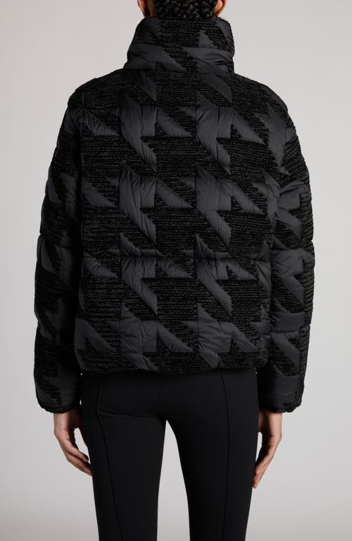 Shop Moncler Evandra Houndstooth Down Puffer Jacket In Black