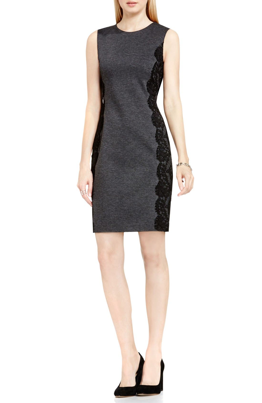 vince camuto sleeveless lace sheath dress