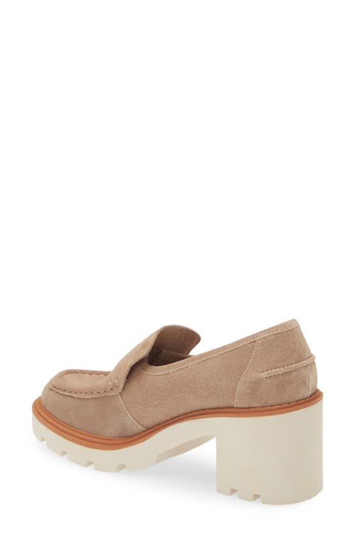 Chocolat Blu Finna Platform Loafer Pump In Latte Suede