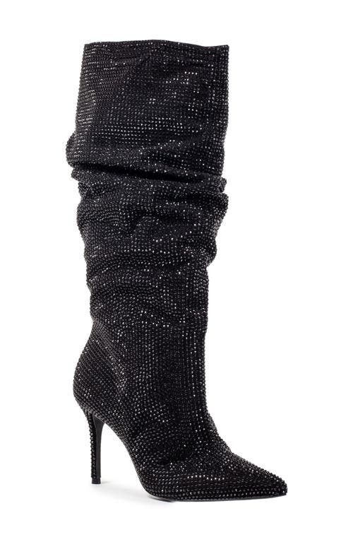 Slouch Bootie in Black Embellished Suede