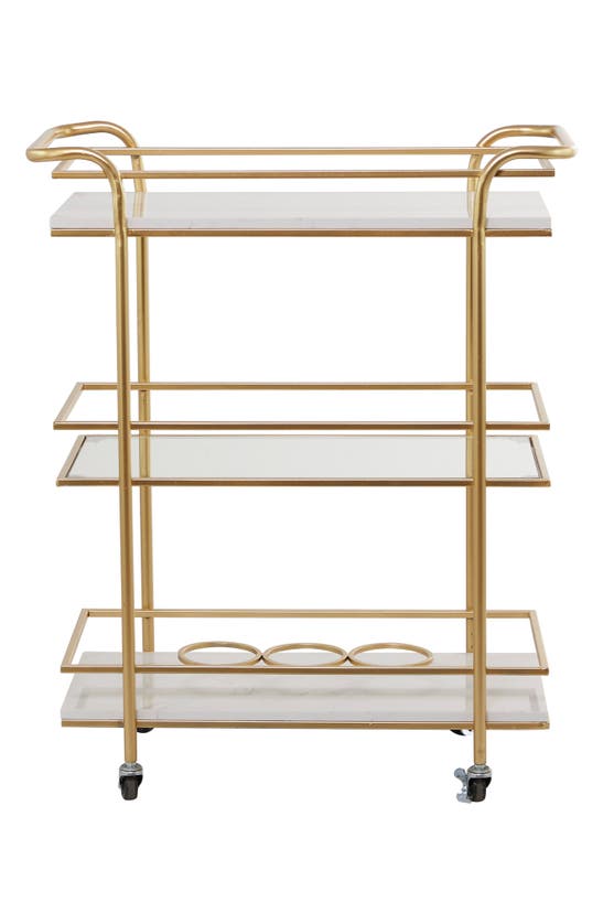 Shop Vivian Lune Home 3-tier Rolling Marble Bar Cart In Gold