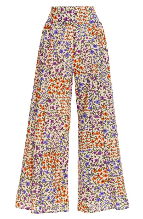 Shop Agua Bendita Mar Seed Print Wide Leg Cover-up Pants In Ivory Multicolor