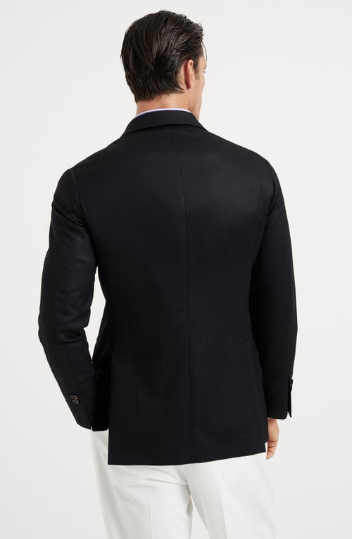 Shop Brunello Cucinelli Virgin Wool Flannel Deconstructed Blazer In Black