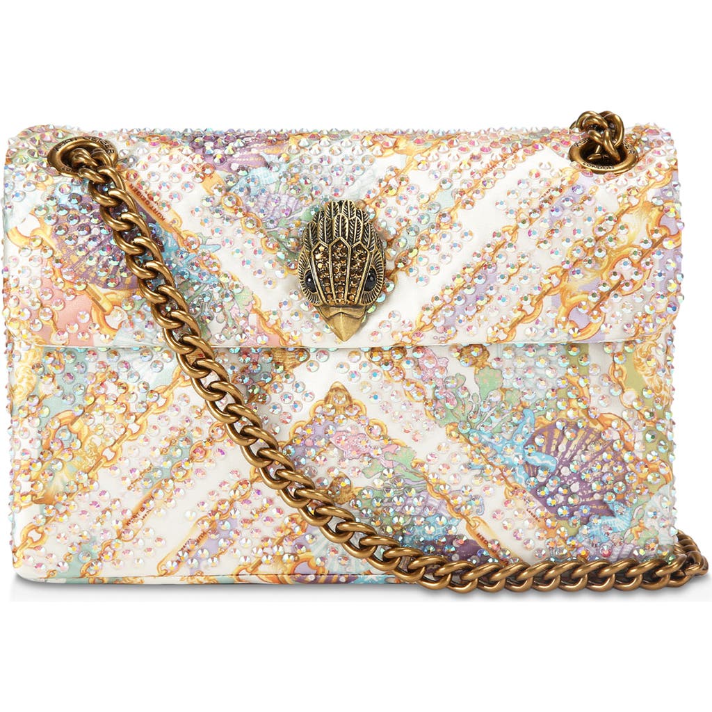 Shop Kurt Geiger London Mini Kensington Embellished Convertible Crossbody Bag In Open White