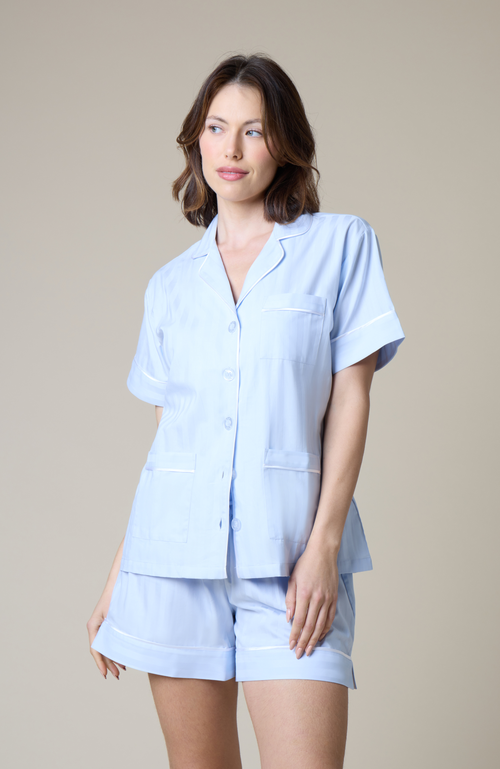 Kip. Kip Premium Cotton Short Set In Mist Blue