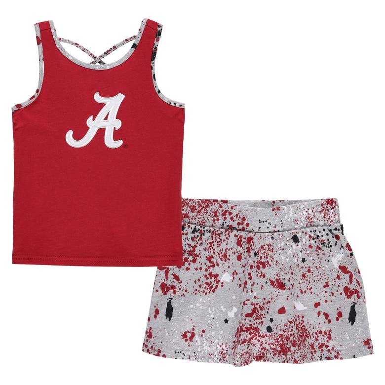 Colosseum Kids' Girls Toddler  Crimson/gray Alabama Crimson Tide Sweet Pea Tank Top And Skort Set