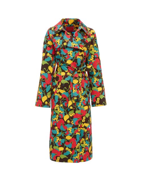La Doublej Milano Trench Coat In Vines Brown