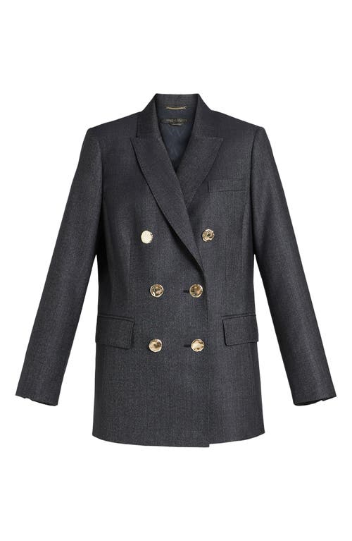 Shop Marina Rinaldi Talpa Stretch Virgin Wool & Silk Blazer In Blue Jeans