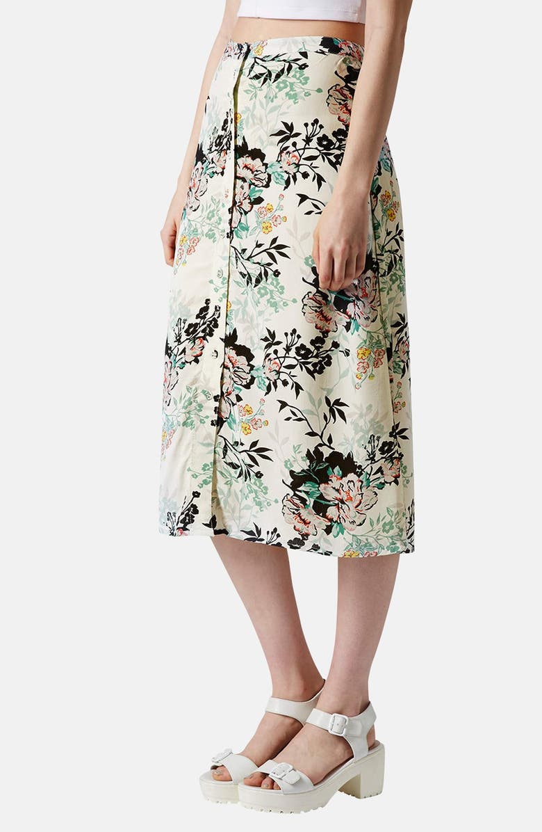 Topshop Button Front Floral Midi Skirt | Nordstrom